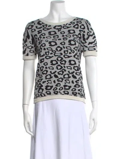 Pre-owned Intermix Animal Print Bateau Neckline Sweater In Multi