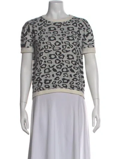 Pre-owned Intermix Animal Print Crew Neck Sweater In Multi