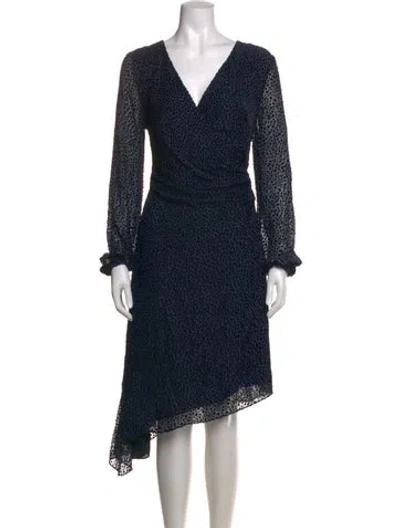 Pre-owned Intermix Animal Print Knee-length Dress In Black/blue
