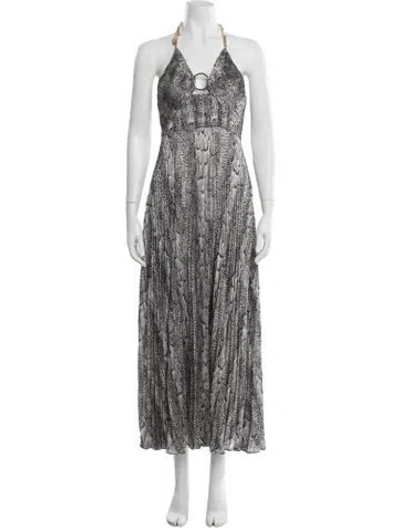 Pre-owned Intermix Animal Print Long Dress In Multicolor