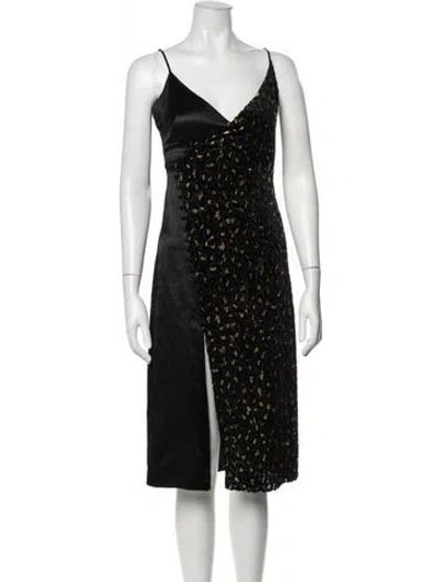 Pre-owned Intermix Animal Print Midi Length Dress In Black