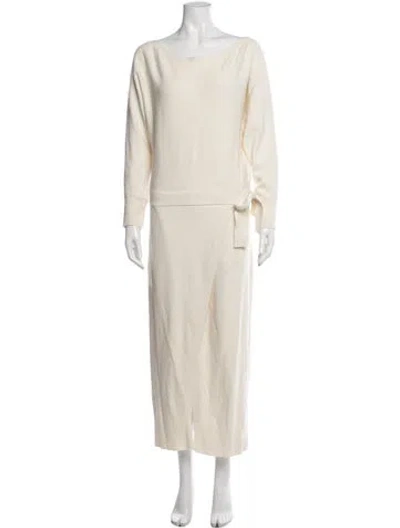 Pre-owned Intermix Bateau Neckline Long Dress In Neutral