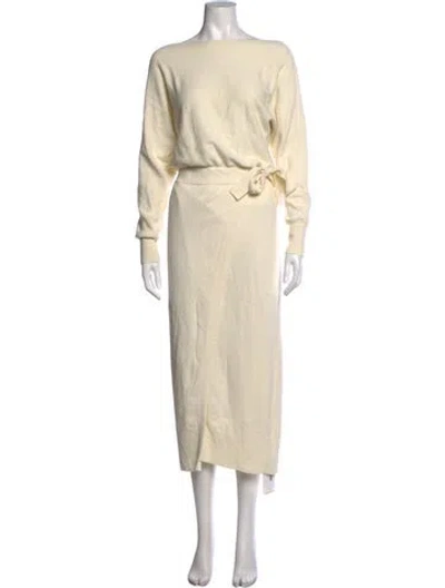 Pre-owned Intermix Bateau Neckline Midi Length Dress In Neutrals