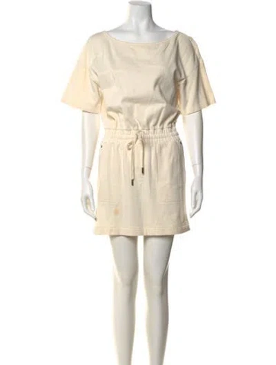 Pre-owned Intermix Bateau Neckline Mini Dress In Neutral