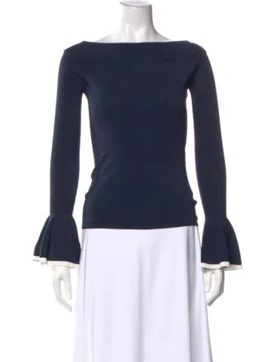Pre-owned Intermix Bateau Neckline Sweater In Blue