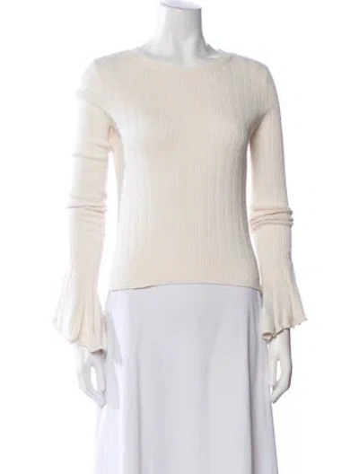 Pre-owned Intermix Bateau Neckline Sweater In White