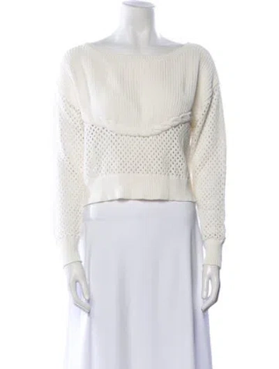 Pre-owned Intermix Bateau Neckline Sweater In White