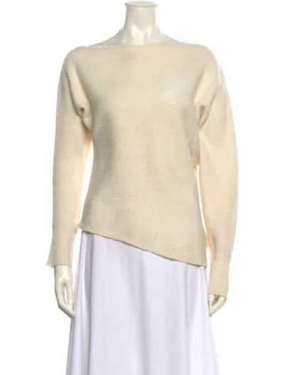 Pre-owned Intermix Bateau Neckline Sweater In White