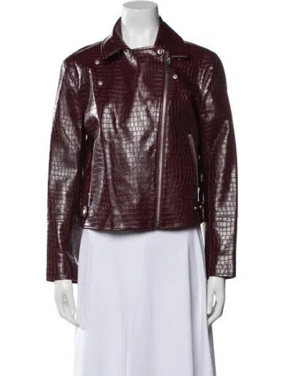 Pre-owned Intermix Biker Jacket In Burgundy