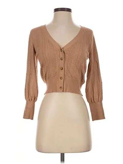 Pre-owned Intermix Cardigan Sweater In Tan