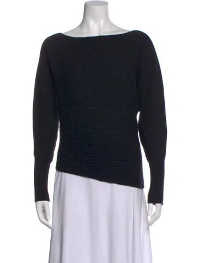 Pre-owned Intermix Cashmere Bateau Neckline Sweater In Black