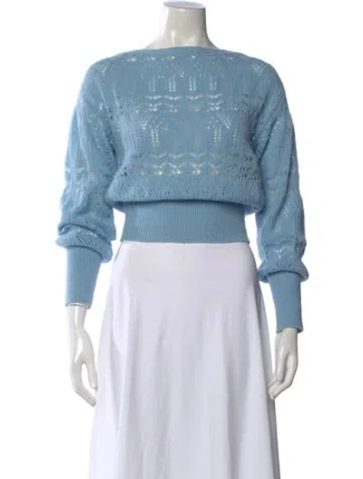 Pre-owned Intermix Cashmere Bateau Neckline Sweater In Blue