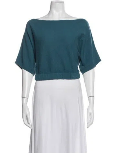 Pre-owned Intermix Cashmere Bateau Neckline Sweater In Blue