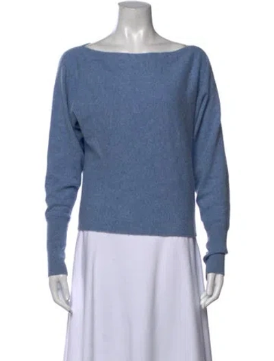 Pre-owned Intermix Cashmere Bateau Neckline Sweater In Blue