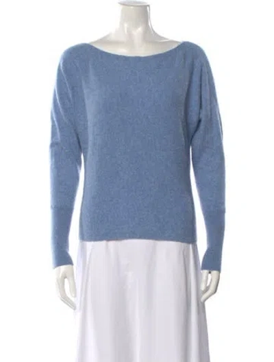 Pre-owned Intermix Cashmere Bateau Neckline Sweater In Blue