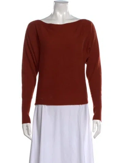 Pre-owned Intermix Cashmere Bateau Neckline Sweater In Brown