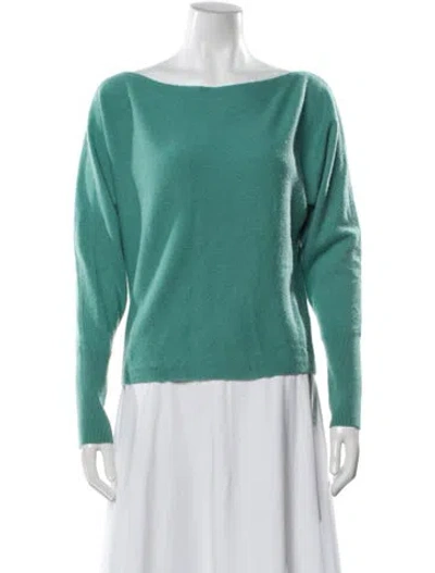 Pre-owned Intermix Cashmere Bateau Neckline Sweater In Green