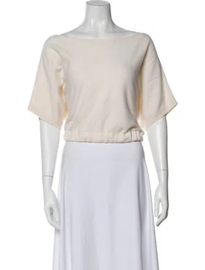 Pre-owned Intermix Cashmere Bateau Neckline Sweater In Neutral