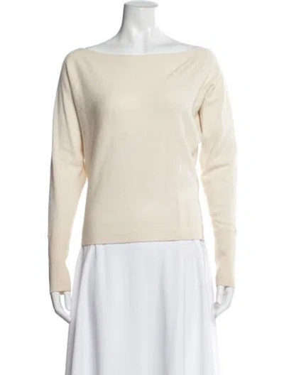 Pre-owned Intermix Cashmere Bateau Neckline Sweater In Neutral