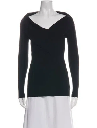 Pre-owned Intermix Cashmere Off-the-shoulder Sweater In Black
