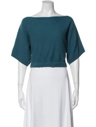 Pre-owned Intermix Cashmere Off-the-shoulder Sweater In Blue
