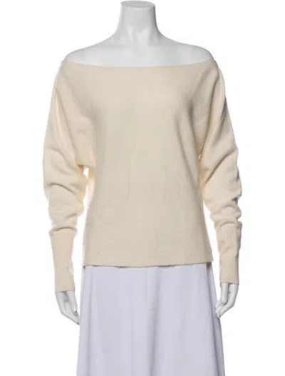 Pre-owned Intermix Cashmere Off-the-shoulder Sweater In Neutrals
