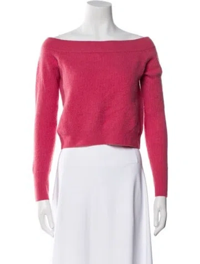 Pre-owned Intermix Cashmere Off-the-shoulder Sweater In Pink