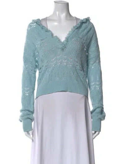 Pre-owned Intermix Cashmere Patterned Sweater In Blue