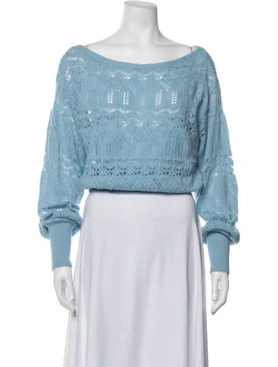 Pre-owned Intermix Cashmere Patterned Sweater In Blue