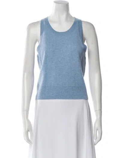 Pre-owned Intermix Cashmere Scoop Neck Sweater In Blue