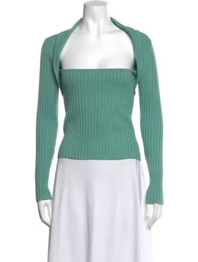 Pre-owned Intermix Cashmere Square Neckline Sweater In Green