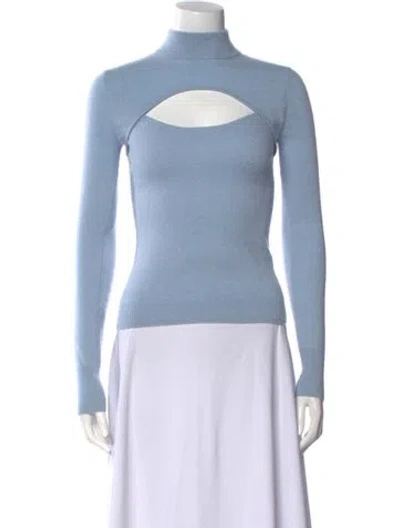 Pre-owned Intermix Cashmere Turtleneck Sweater In Blue