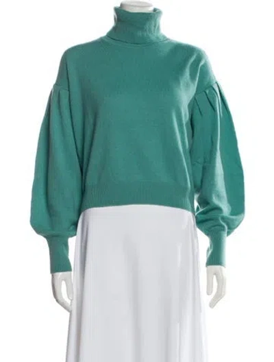 Pre-owned Intermix Cashmere Turtleneck Sweater In Green