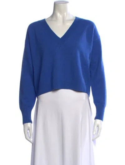 Pre-owned Intermix Cashmere V-neck Sweater In Blue
