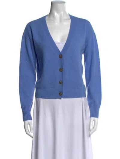 Pre-owned Intermix Cashmere V-neck Sweater In Blue