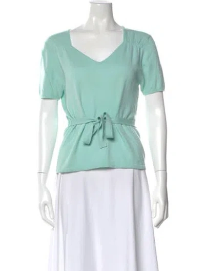 Pre-owned Intermix Cashmere V-neck Sweater In Green