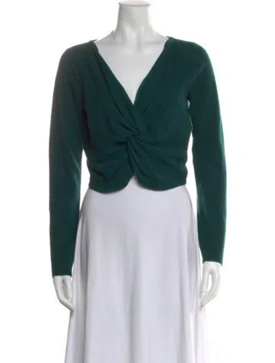 Pre-owned Intermix Cashmere V-neck Sweater In Green