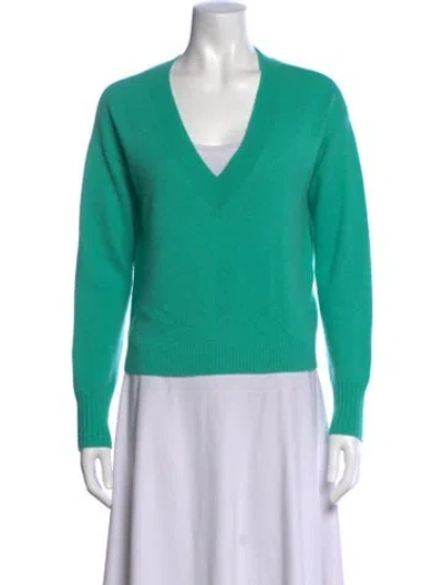 Pre-owned Intermix Cashmere V-neck Sweater In Green
