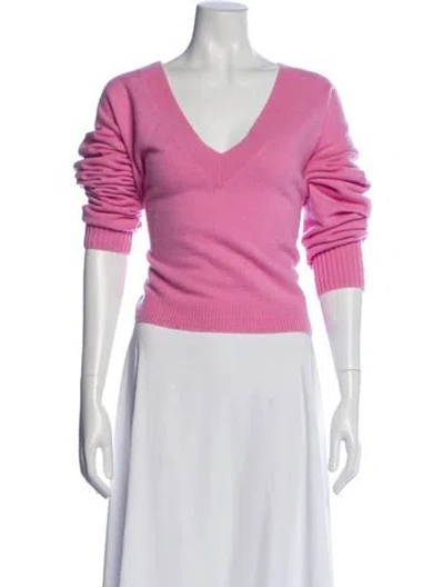 Pre-owned Intermix Cashmere V-neck Sweater In Pink