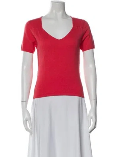 Pre-owned Intermix Cashmere V-neck Sweater In Red