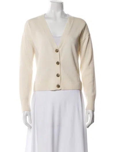 Pre-owned Intermix Cashmere V-neck Sweater In White