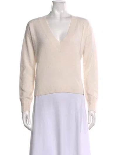 Pre-owned Intermix Cashmere V-neck Sweater In White