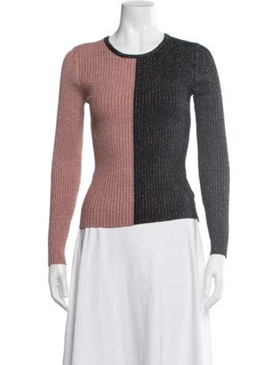 Pre-owned Intermix Colorblock Pattern Crew Neck Sweater In Pink