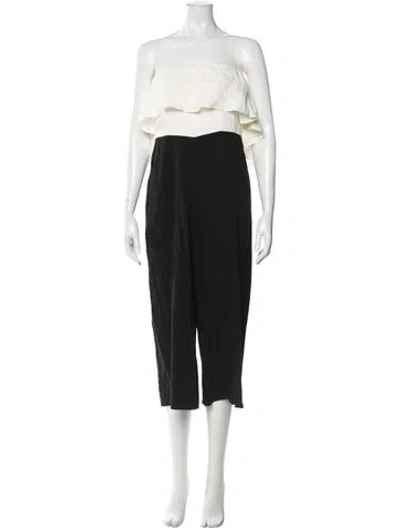 Pre-owned Intermix Colorblock Pattern Strapless Jumpsuit In Black