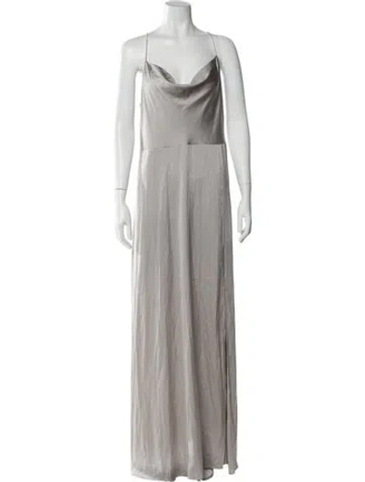 Pre-owned Intermix Cowl Neck Long Dress In Gray