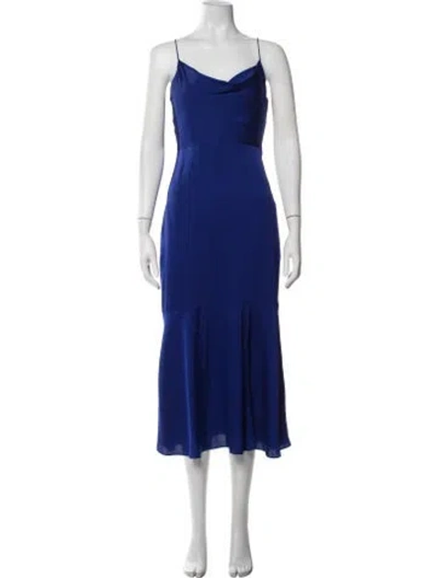 Pre-owned Intermix Cowl Neck Midi Length Dress In Blue