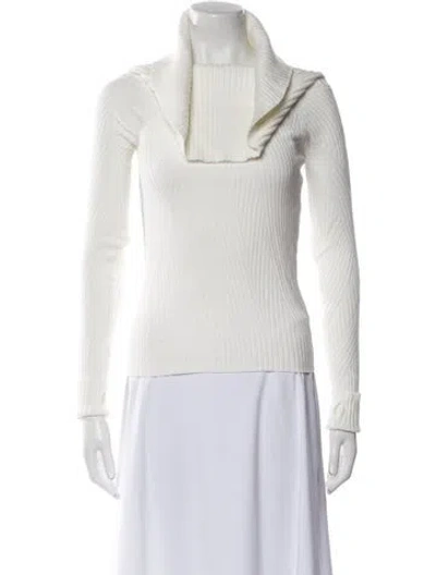 Pre-owned Intermix Cowl Neck Sweater In White