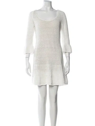 Pre-owned Intermix Crew Neck Knee-length Dress W/ Tags In White