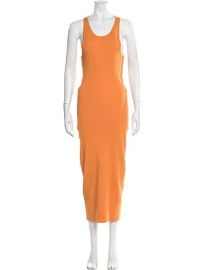 Pre-owned Intermix Crew Neck Midi Length Dress In Orange