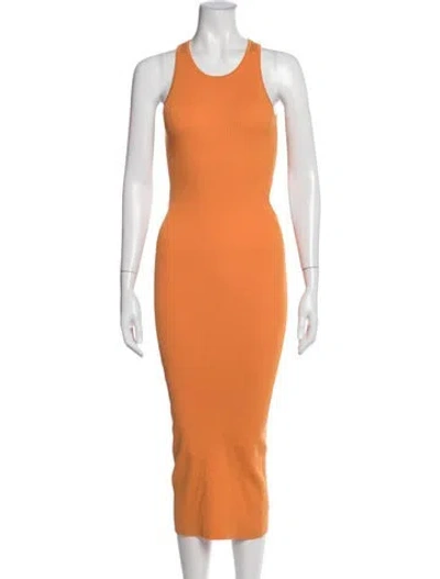 Pre-owned Intermix Crew Neck Midi Length Dress In Orange